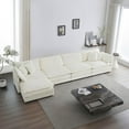thumbnail image 1 of Shaped Oversized Sectional Sofa Modern Deep Seat Reversible Chaise Sofa&Couch with Movable Ottoman, Modular Sleeper Upholstered Couch for Living Room, Apartment, Studio, Office, 146.5", White/L, 1 of 18