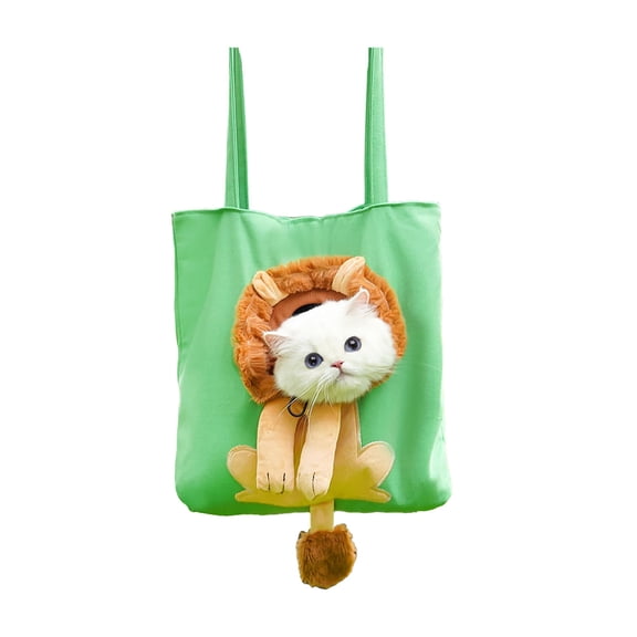 Shaped Pet Canvas Shoulder Bag – Portable Cat & Small Dog Tote Cute Breathable Handbag For Outdoor Shopping & Camping – Light Green (M Size Fits Under 6lbs)