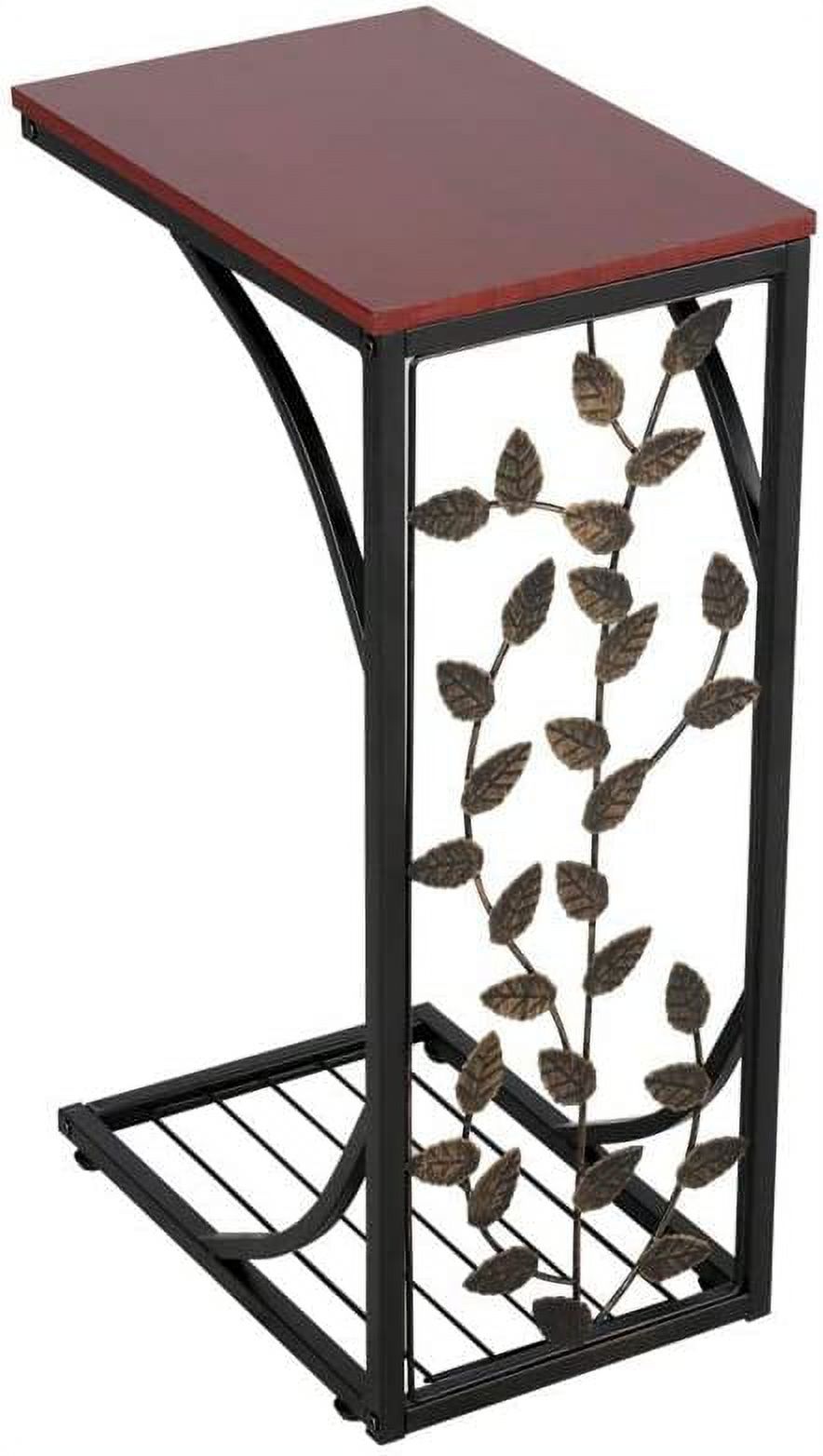 Shaped Sofa Side Table Slim End Table Snak Table with Leaf Design for