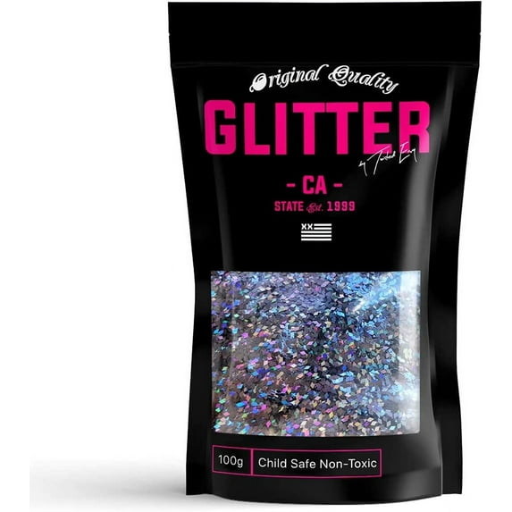 Shaped Ultra Sparkle Glitter - 1mm DIAMOND - CHARCOAL Holographic Premium Glitter Multi Purpose Dust Powder 50g / 1.75oz