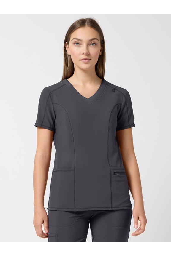 Performance Women’s Shaped Antimicrobial Mesh Panel V-Neck Scrub Top, Sizes XS–3XL