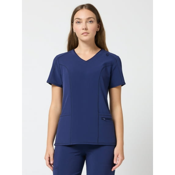 Scrubstar Performance Women’s Shaped Antimicrobial Mesh Panel V-Neck Scrub Top, Sizes XS–3XL