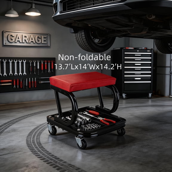 Shaped Wheeled Mechanic Creeper Stool with 6 Casters, Foldable or Non-Foldable, 300 lb Capacity