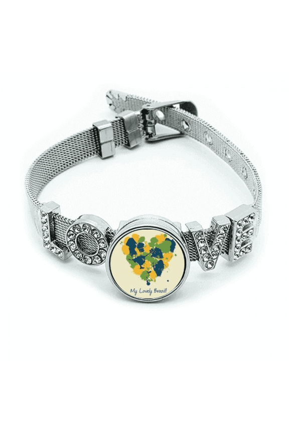 Shaped my lovely brazil brazil Bracelet Wristband Crystal Love Adjustable Bangle