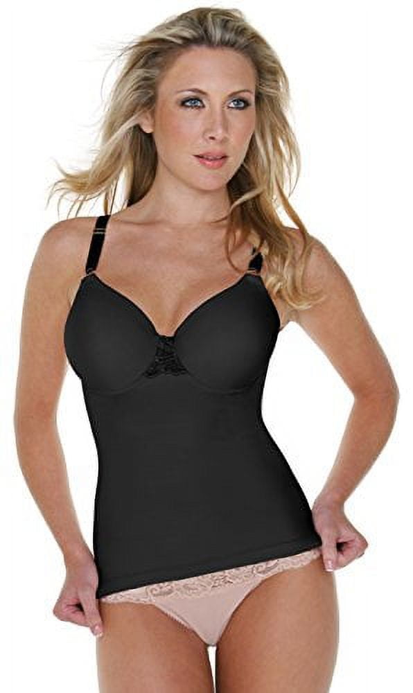 Shapeez Ultimate Cami-Style Back-Smoothing Long-line Bra Body Shaper  Underwire Molded Foam-Cup Tummy Control (DDD, Black, Small) 