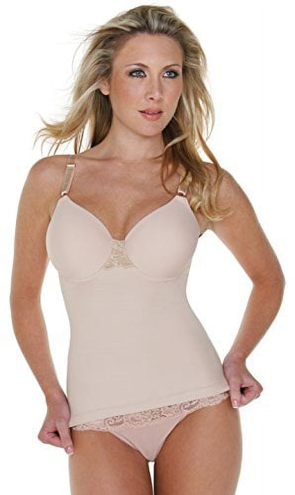 Shapeez Ultimate Cami-Style Back-Smoothing Long-line Bra Body Shaper  Underwire Molded Foam-Cup Tummy Control (AA, Nude, Small)