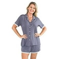 thumbnail image 1 of Shapeez Women's Bamboo Fabric Pajama Short Set for Summer Breathable, Softer and Moisture Wicking, Non-Binding Elastic Waistband with White Lace Sleepwear, Grey (XL), 1 of 5