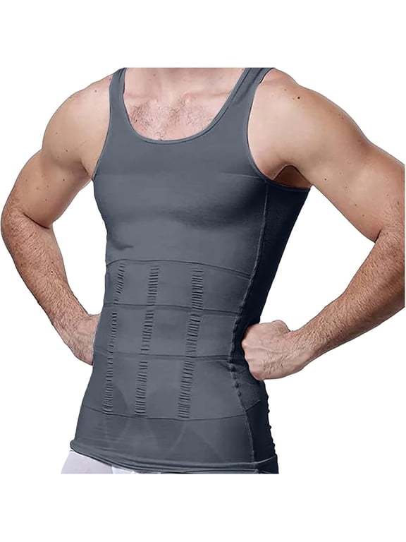 Men's Body Shaper Compression Shirt Slimming Tank Top Sleeveless Shapewear Undershirt Gynecomastia Tummy Control