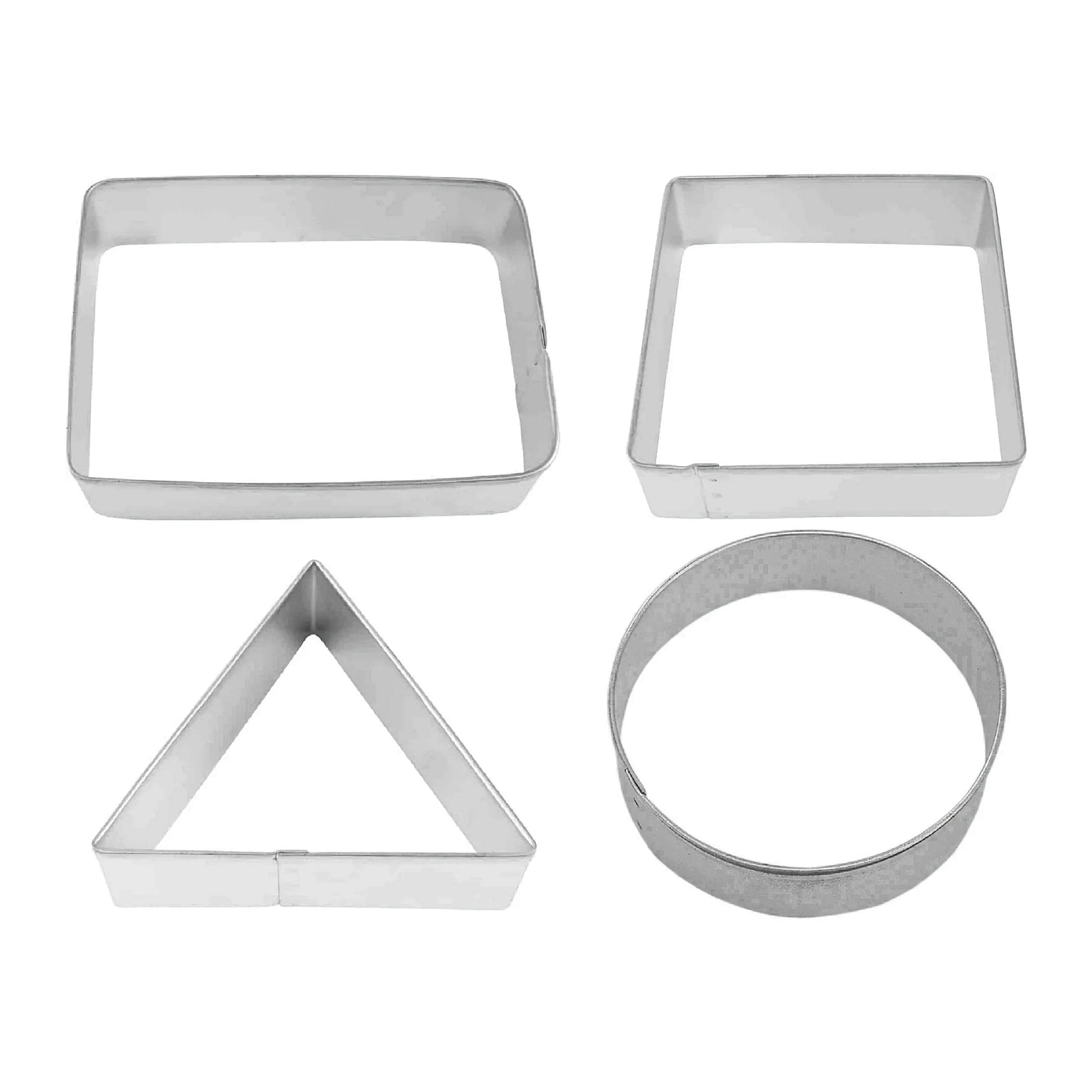 Silver Tin-Plated Steel 4-Piece Geometric Cookie Cutter Set