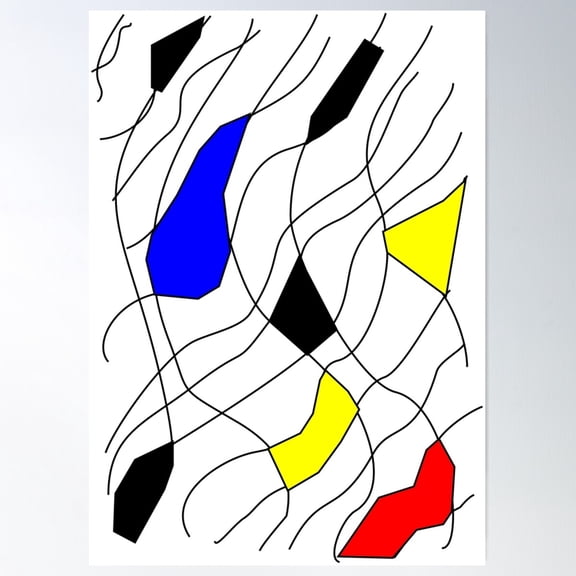Shapes. Abstract, Distorted, Wind, Flow Poster Wall Art, Modern Wall Decor For Living Room Bedroom, 12x18 UNFRAMED