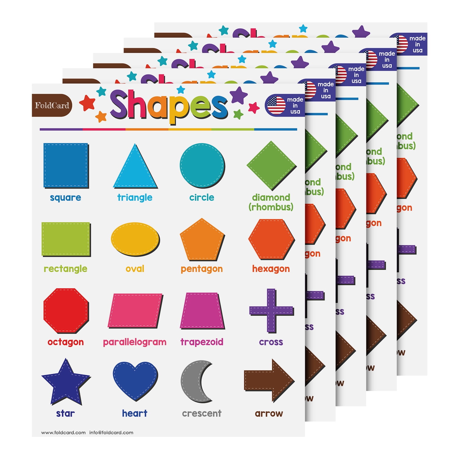Shapes Chart for Preschool to Grade 1 Kids Bright and Colorful Educational Visual / Learning