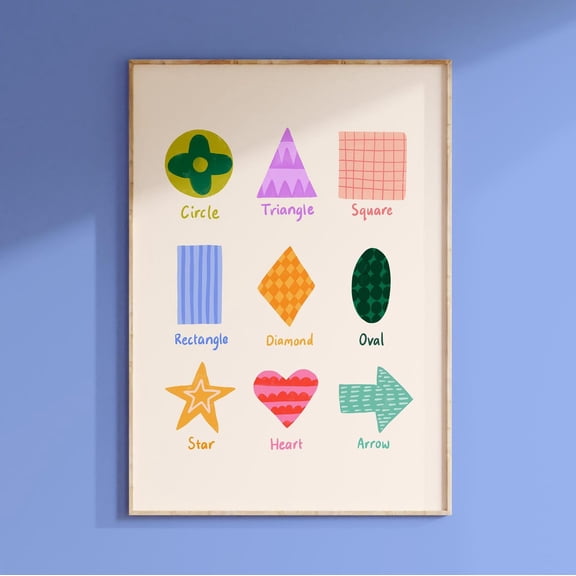 Shapes Educational Wall Decor, Stretched Canvas 8x10in