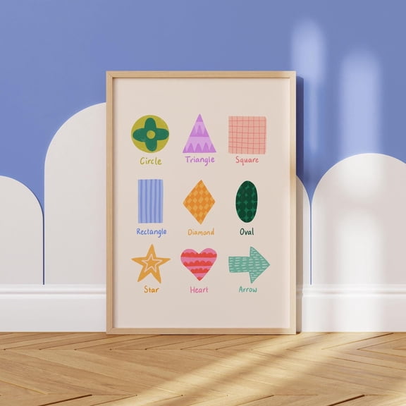 Shapes Geometric Educational Wall Hanging, Stretched Canvas 8x10in