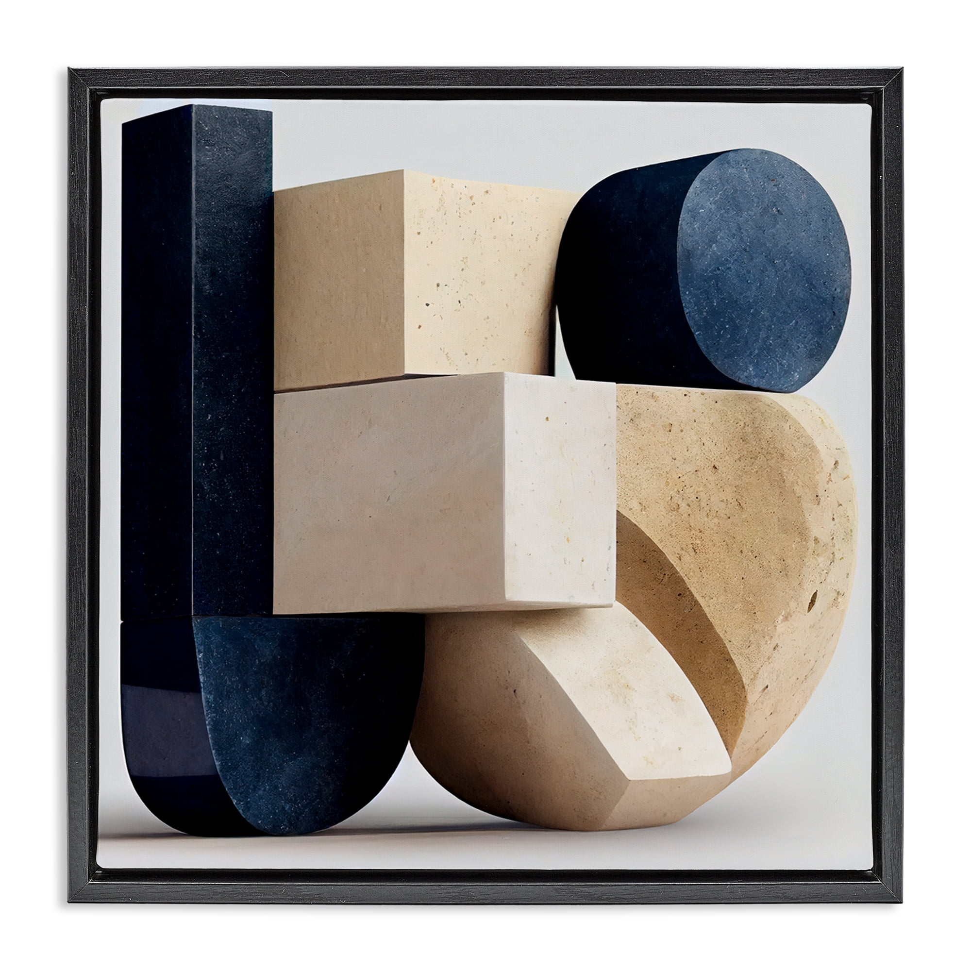 Shapes Of Things Geometric Contour Black Framed Floater Canvas Wall Art, design by Sasha