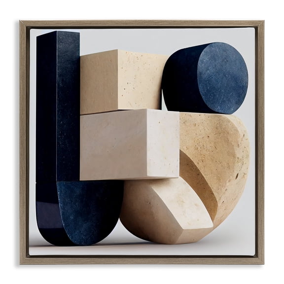 Shapes Of Things Geometric Contour Brown Framed Floater Canvas Wall Art, design by Sasha