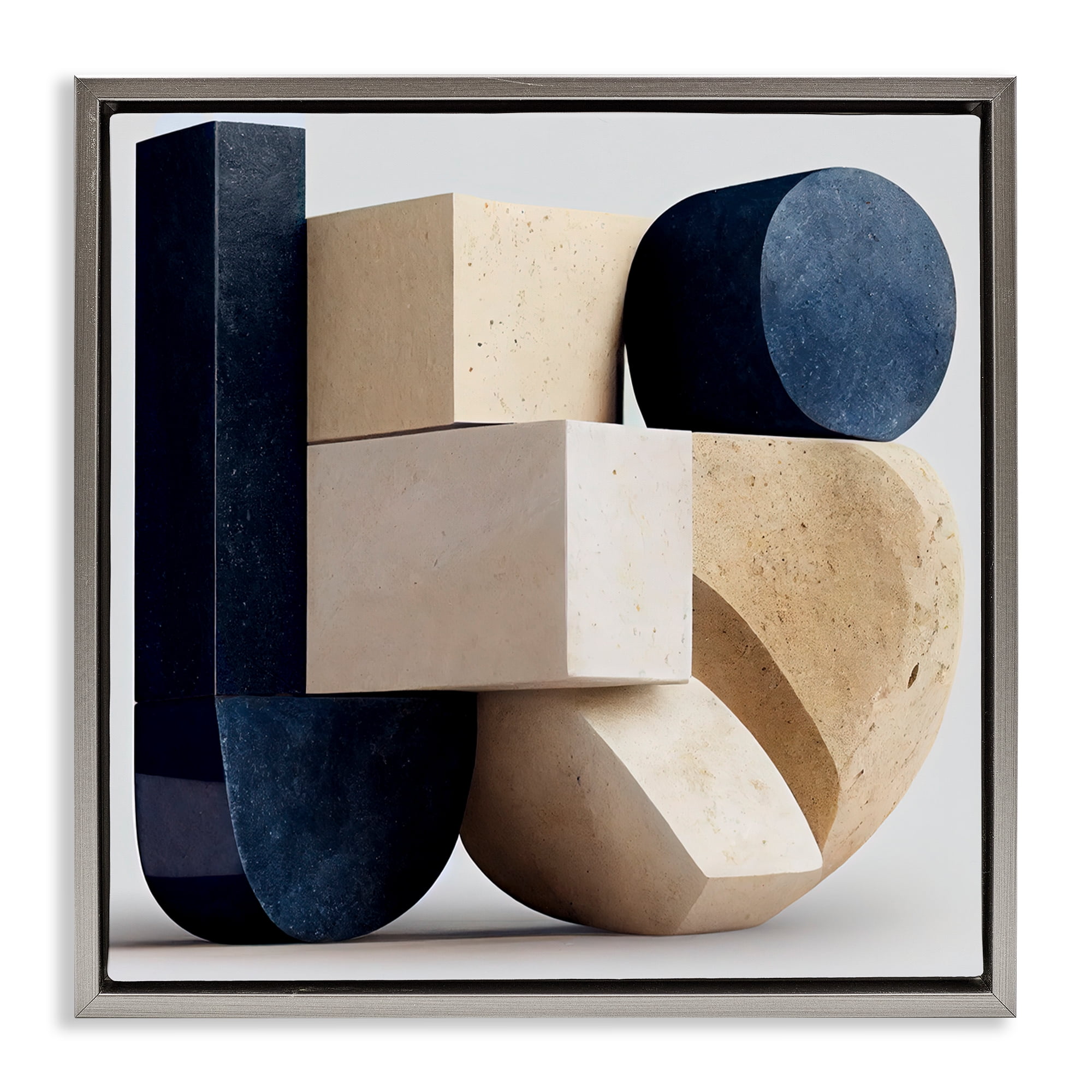 Shapes Of Things Geometric Contour Gray Framed Floater Canvas Wall Art, design by Sasha