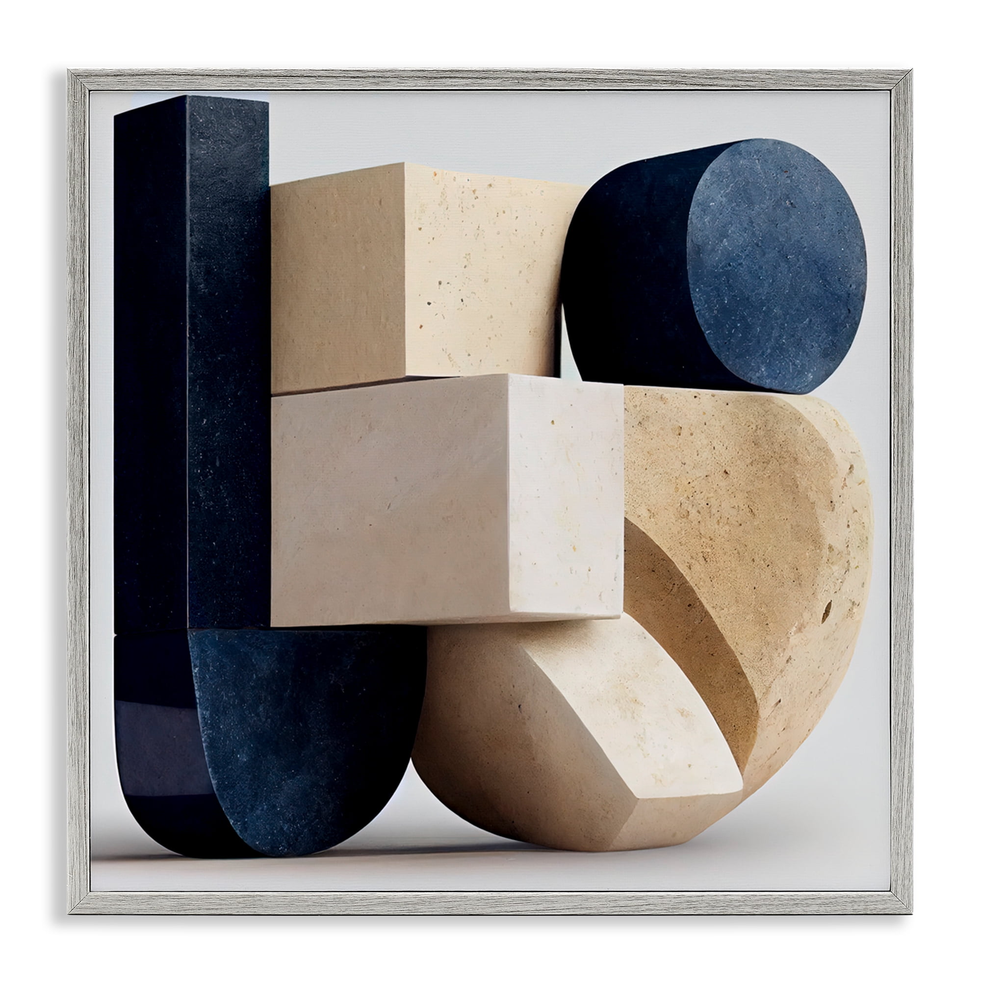 Shapes Of Things Geometric Contour Gray Framed Giclee Art, design by Sasha