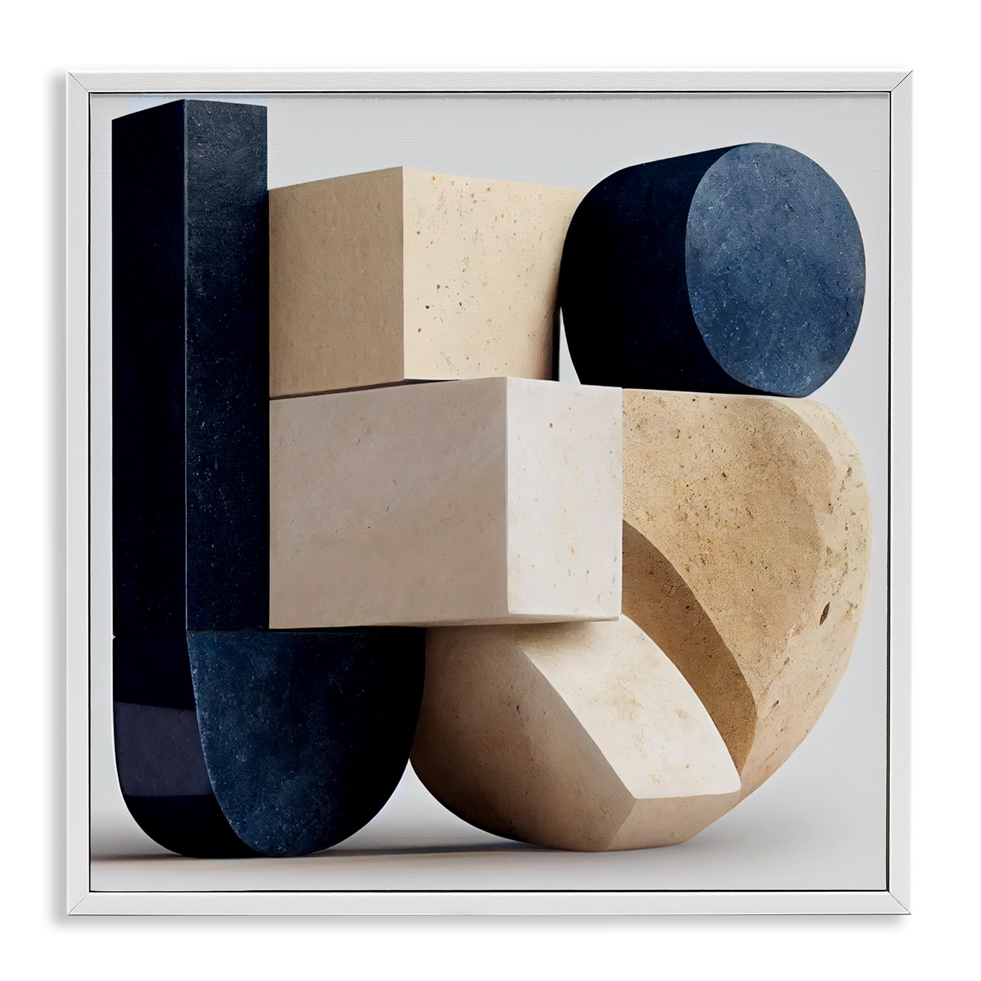 Shapes Of Things Geometric Contour White Framed Giclee Art, design by Sasha
