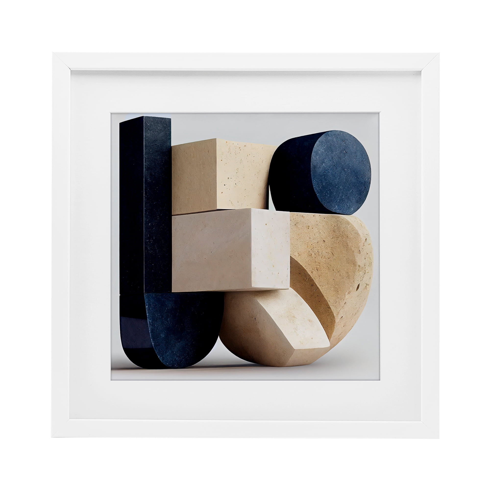 Shapes Of Things Geometric Contour White Framed Print Under Glass, design by Sasha