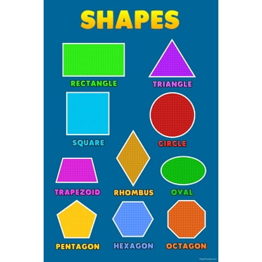 Shapes Poster Toddler Kids Grade Education Educational Preschool Daycare Nursery Kinder Classroom School Homeschool Learn Learning Large Laminated Baby Babies Cool Wall Art Print Poster 12x18