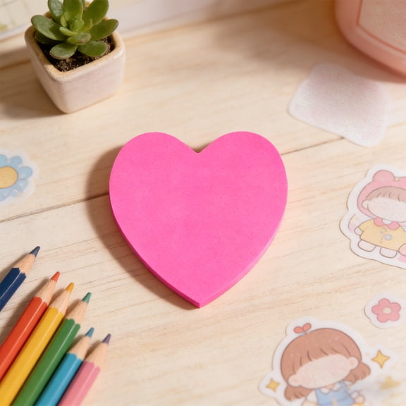 Shapes Sticky Notes,Heart Shape,Fluorescent Collection,Self-Stick Notes 52 sheets of paper