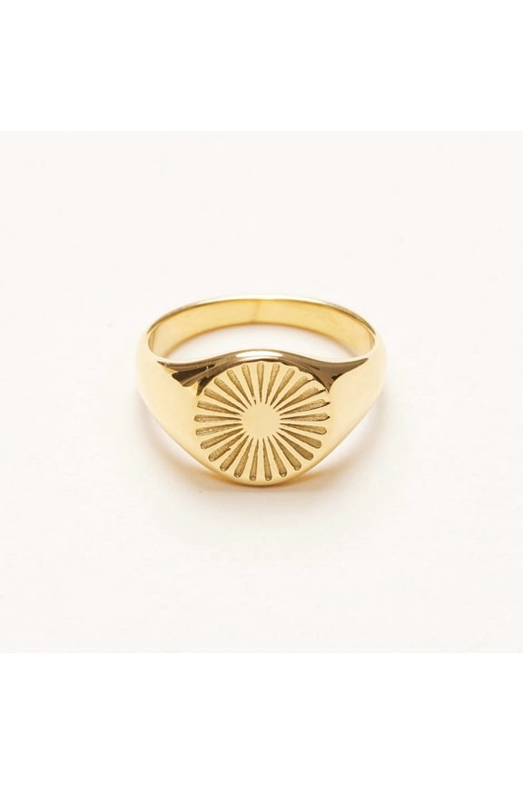 18K Gold Plated Sun Signet Ring, Gold Rings for Women, Gold Band Minimalist Style (7)