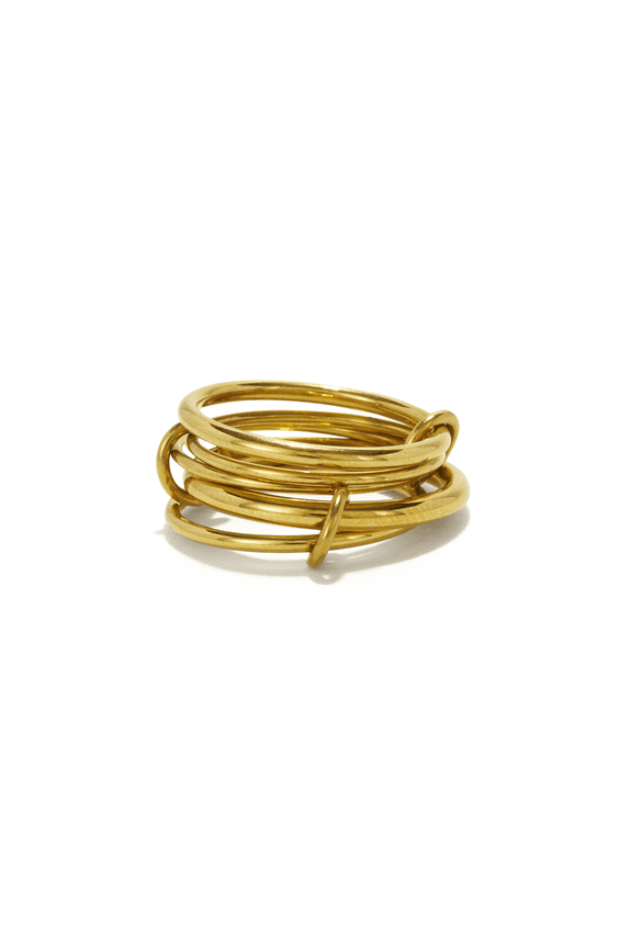 Trio Linked Ring, stackable Ring, Minimalism style for women, Never Tarnish (Five Band (all gold color), 7)