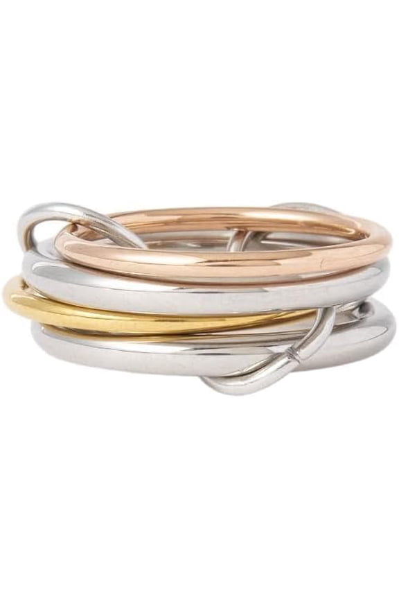 Trio Linked Ring, stackable Ring, Minimalism style for women, Never Tarnish (Four Band (two silver), 10)