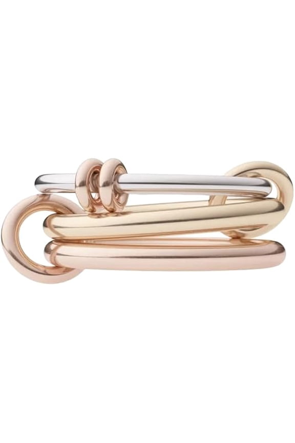 Trio Linked Ring, stackable Ring, Minimalism style for women, Never Tarnish (Three Band (one gold, rose gold and silver), 7)
