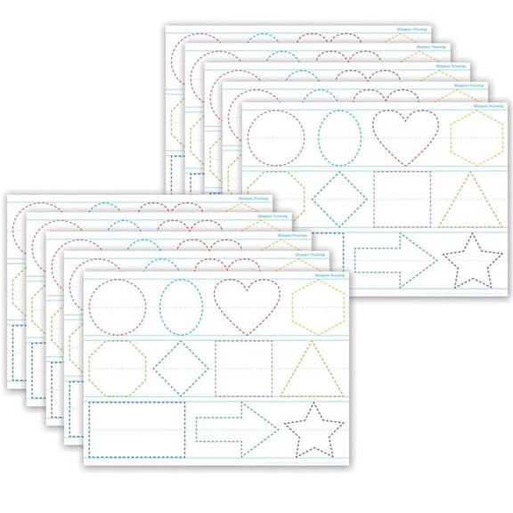 Shapes Tracing Smart Poly Poster Mat - Multi-Color - Pack of 10 - Durable & Water Resistant
