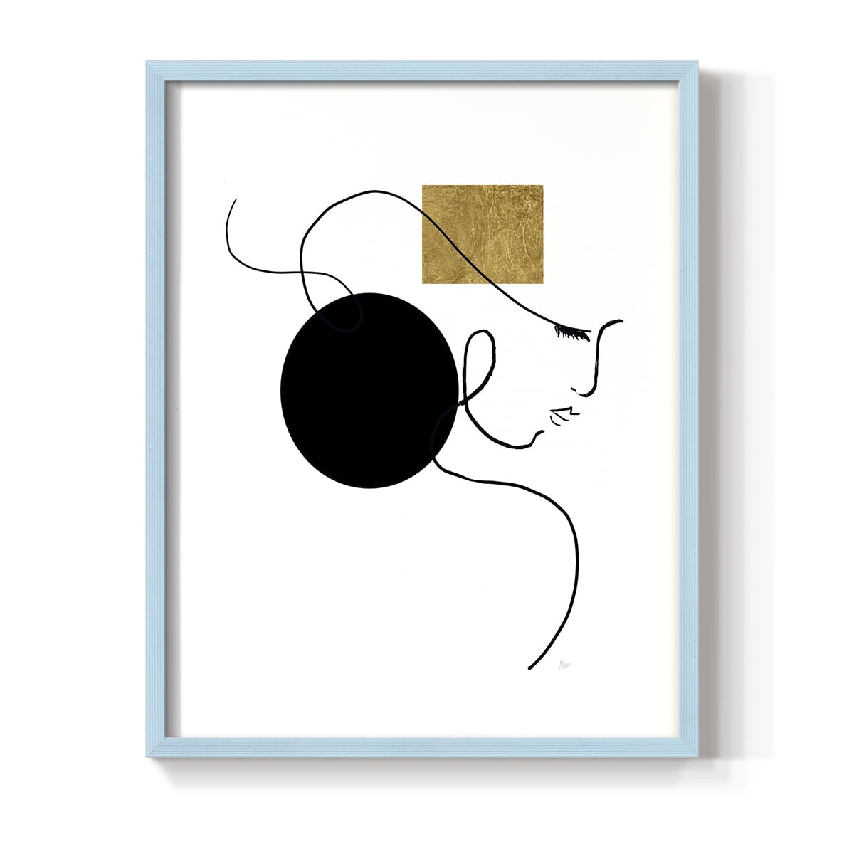 Shapes and Lines I in Blue Solid Wood 8 x 10 Framed Print
