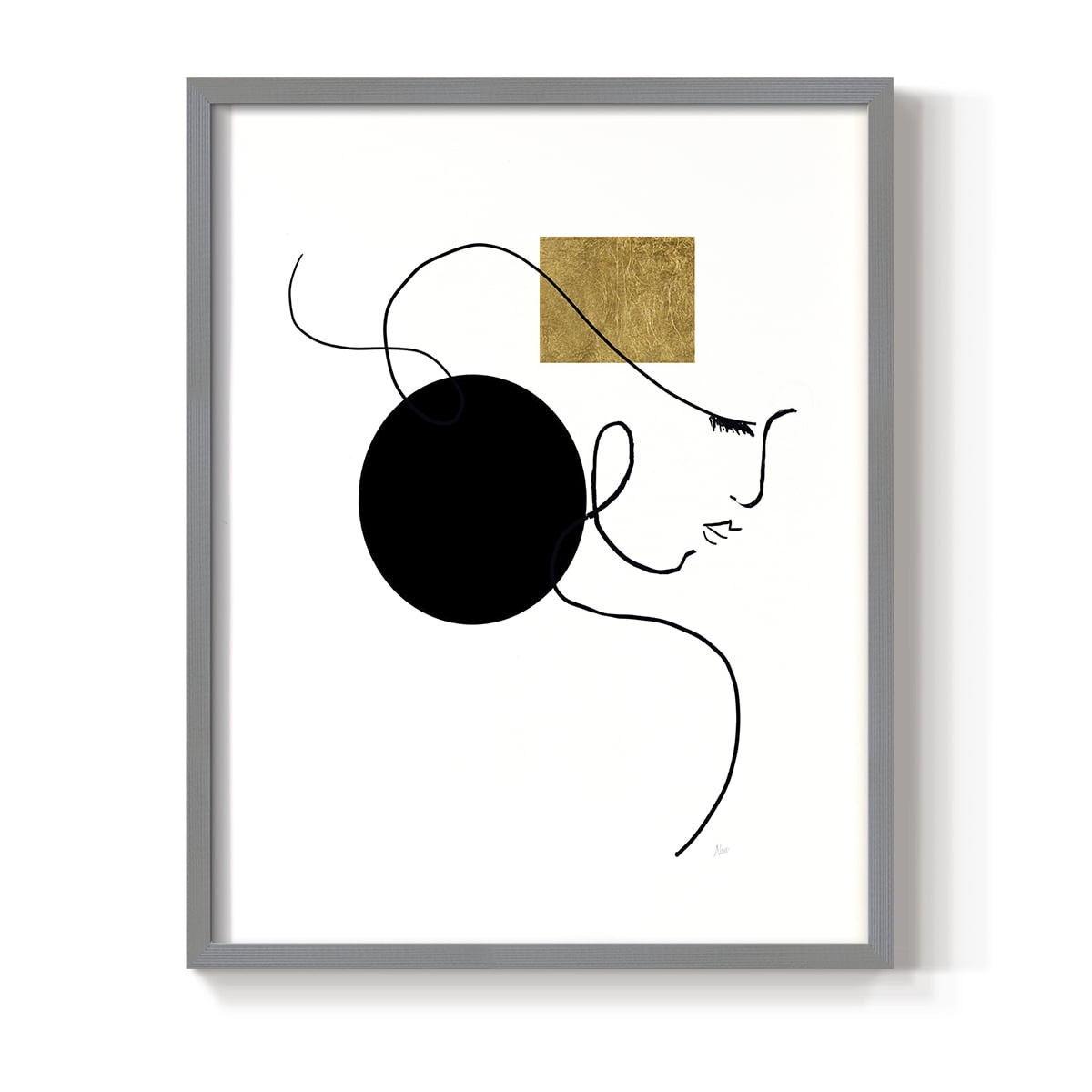 Shapes and Lines I in Gray Solid Wood 11 x 14 Framed Print
