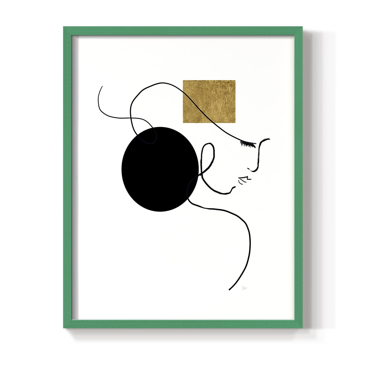 Shapes and Lines I in Green Solid Wood 11 x 14 Framed Print
