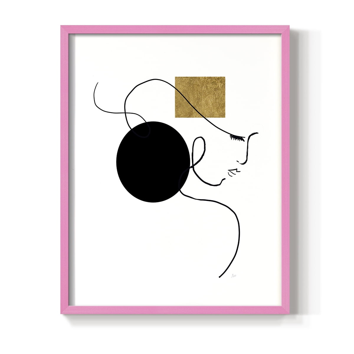 Shapes and Lines I in Pink Solid Wood 11 x 14 Framed Print