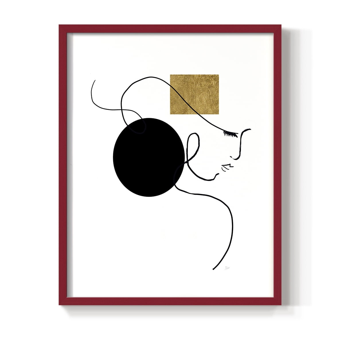 Shapes and Lines I in Red Solid Wood 11 x 14 Framed Print