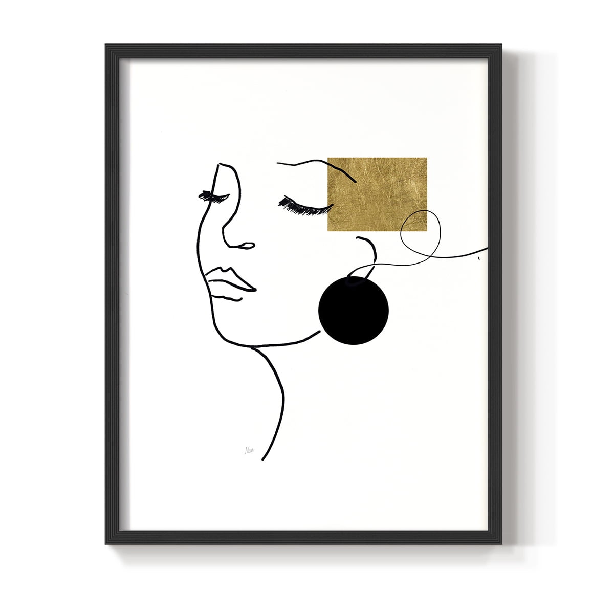 Shapes and Lines II in Black Solid Wood 22 x 28 Framed Print