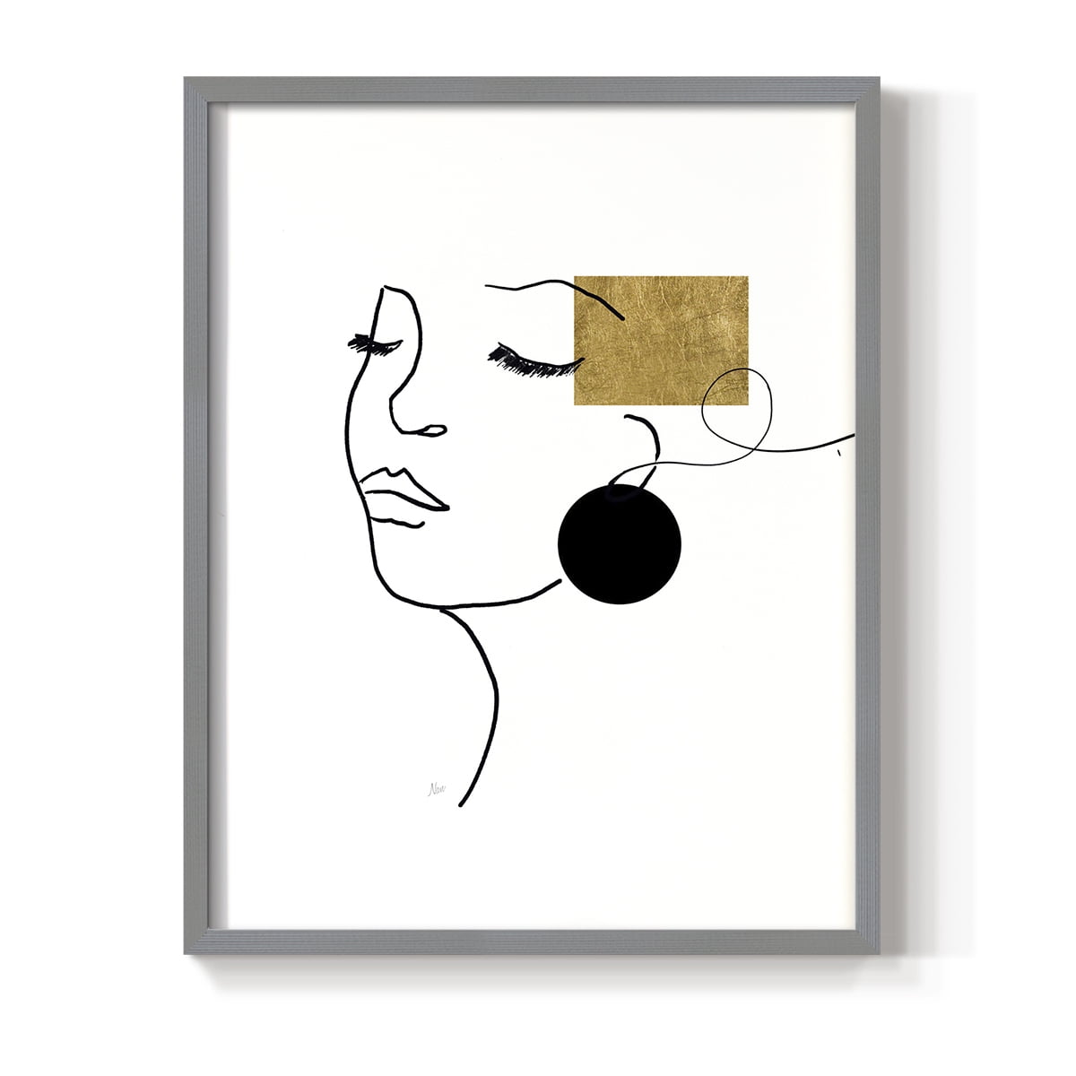 Shapes and Lines II in Gray Solid Wood 8 x 10 Framed Print