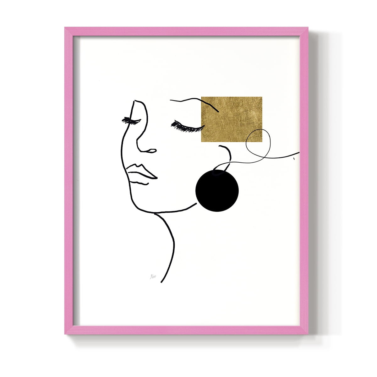 Shapes and Lines II in Pink Solid Wood 11 x 14 Framed Print