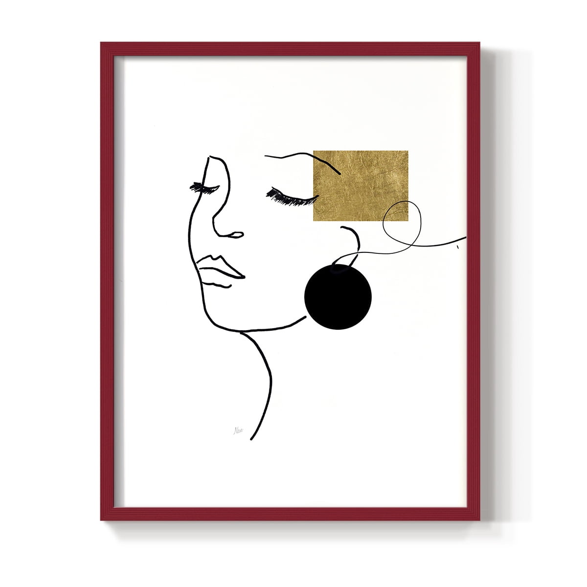 Shapes and Lines II in Red Solid Wood 8 x 10 Framed Print