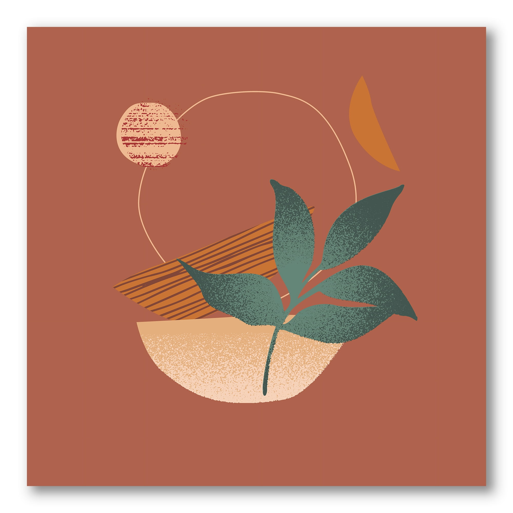 Shapes and Tropical Leaf Silhouettes III 30 in x 30 in Painting Canvas Art Print, by Designart