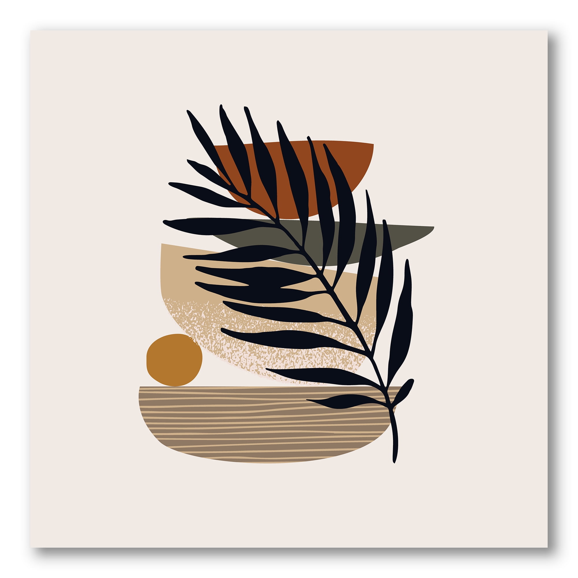 Shapes and Tropical Leaf Silhouettes IV 30 in x 30 in Painting Canvas Art Print, by Designart