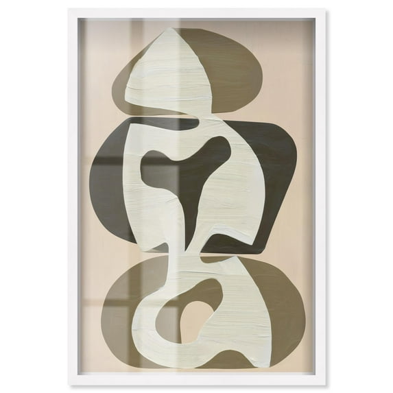 Shapes of Sage II Shadowbox Print Modern Wall Decor by Art Remedy, White Frame, 36 x 54