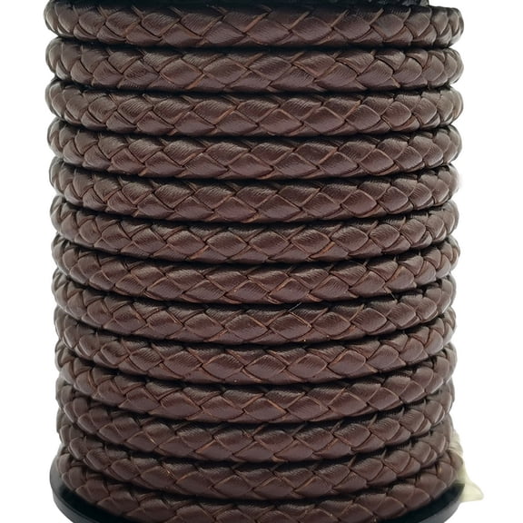 shapesbyX 3 Yards 6mm Round Braided Leather Bolo Cords for Jewelry Making Bracelet Beading Cord