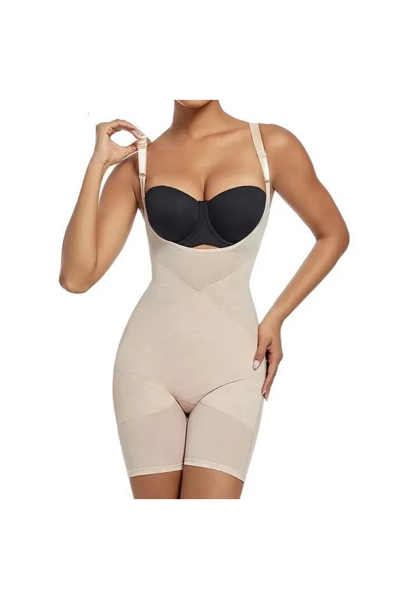 Shapewear Bodysuit Shorts for Women,Tummy Control Open Bust Shapewear,Seamless Full Body Shapewear Mid Thigh Sculpting Bodysuit for Women