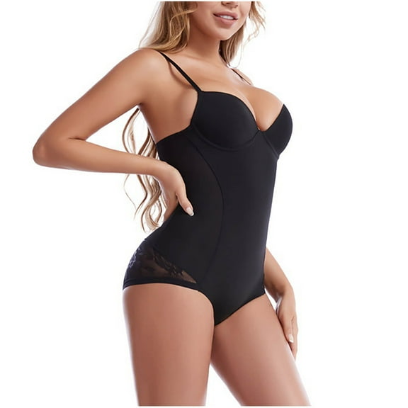 Shapewear Bodysuit Tummy Control Women Slimming Body Shaper Deep V-Neck Body Suits with Built in Bra