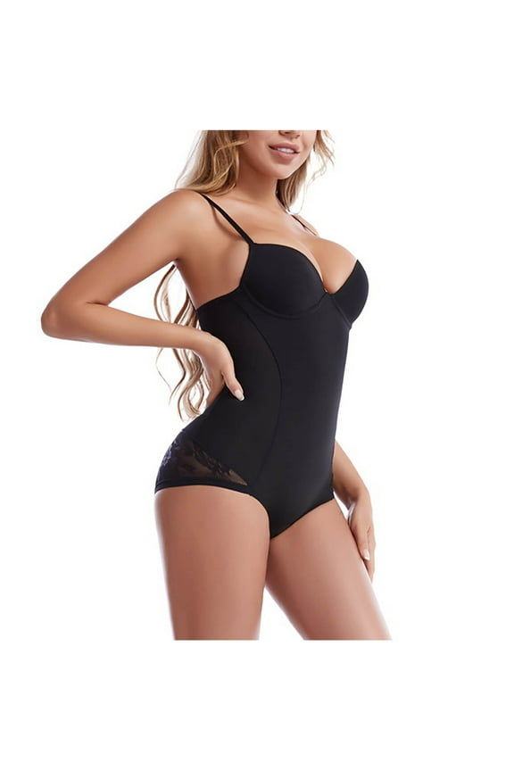 Shapewear Bodysuit Tummy Control Women Slimming Body Shaper Deep V-Neck Body Suits with Built in Bra