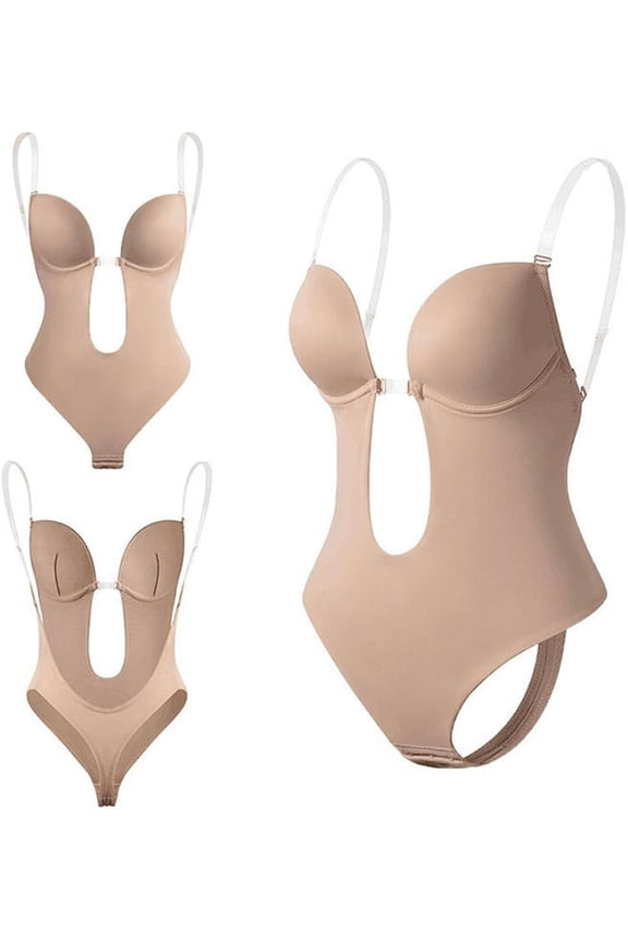 Shapewear Bodysuit Women, Women's Deep V-Neck Clear Strap Body Bra for Parties, Dresses, Weddings