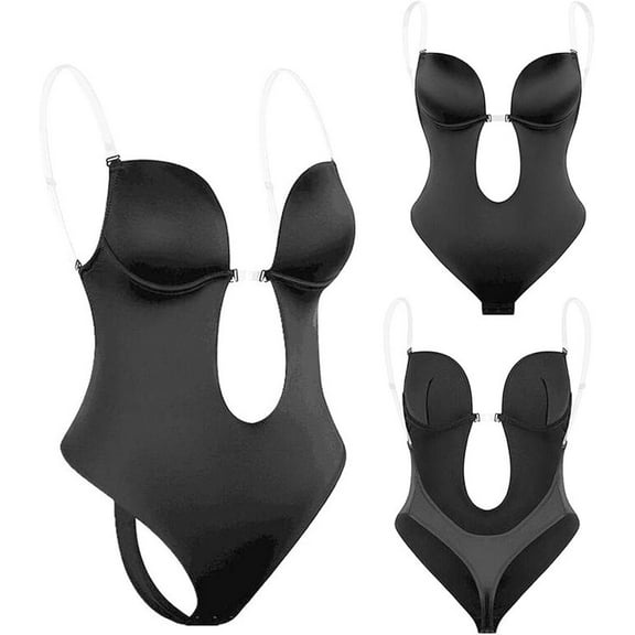 Shapewear Bodysuit Women, Women's Deep V-Neck Clear Strap Body Bra for Parties, Dresses, Weddings