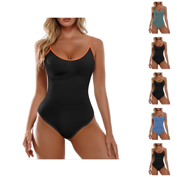 Shapewear Bodysuits for Women Scoop Neck Tummy Control Seamless Thong Bodysuit Cami Tank Top Bodysuit