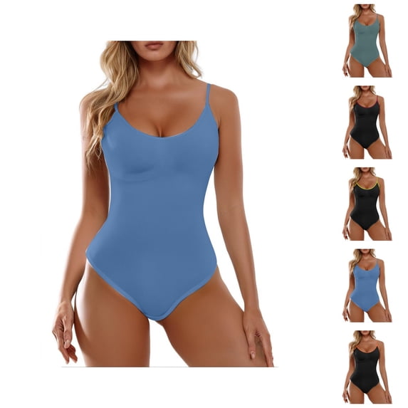Shapewear Bodysuits for Women Scoop Neck Tummy Control Seamless Thong Bodysuit Cami Tank Top Bodysuit